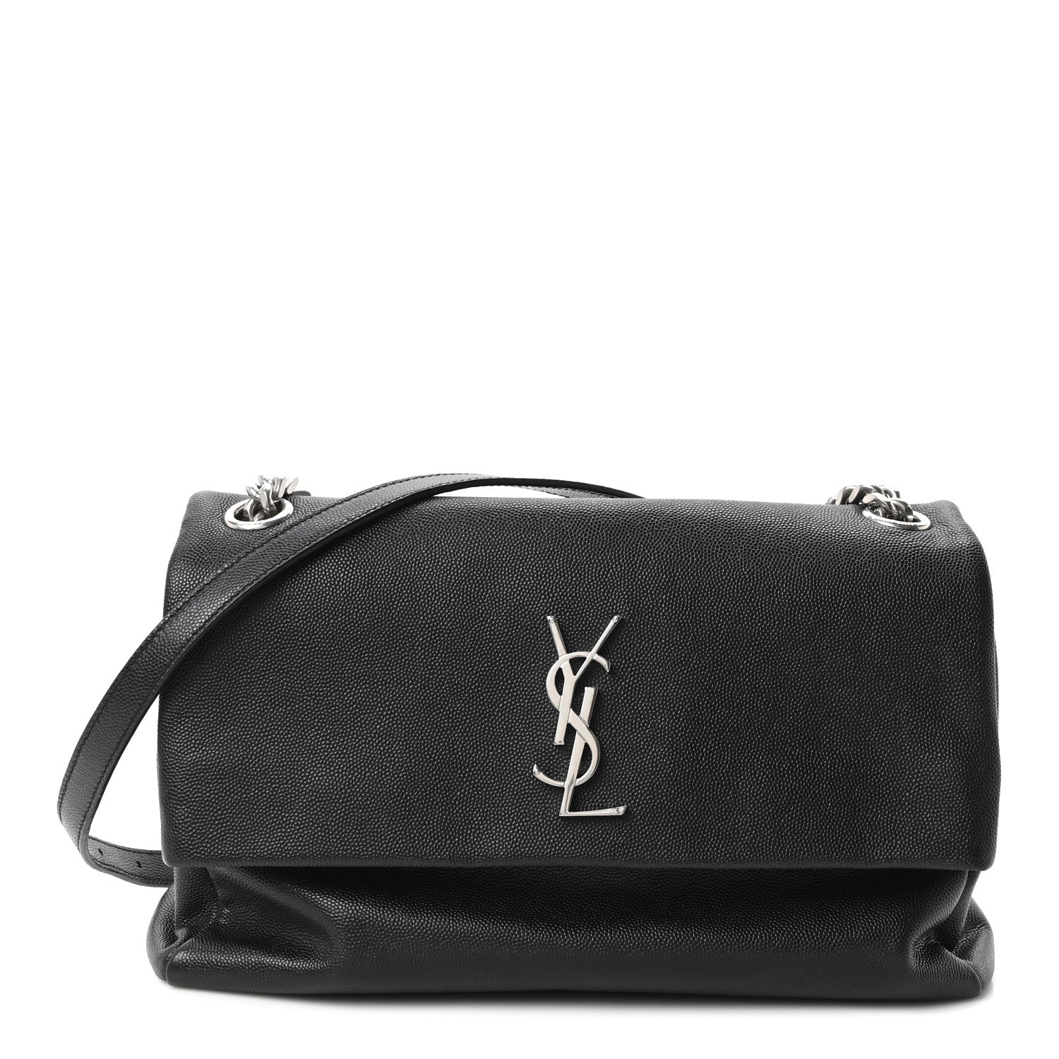 Saint Laurent Grain De Poudre Medium West Hollywood Monogram Fold-Over Black 1 of 10