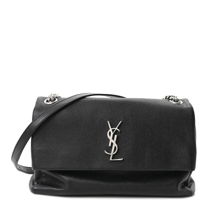 Saint Laurent Grain De Poudre Medium West Hollywood Monogram Fold-Over Black 1 of 10