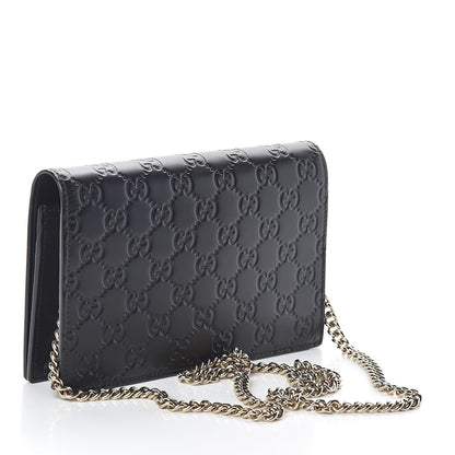Gucci Guccissima Signature Bowy Chain Wallet Black 3 of 9