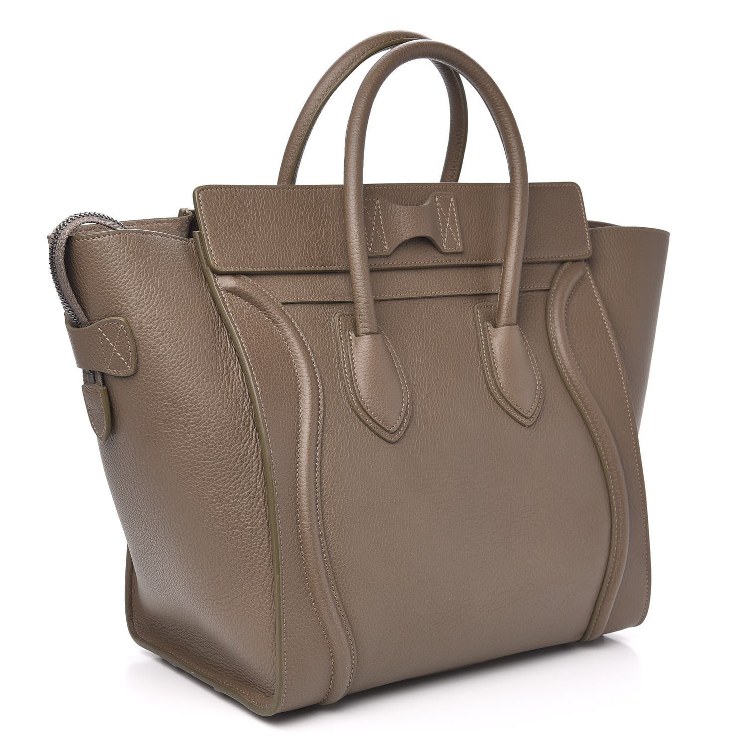 Celine Drummed Calfskin Mini Luggage Dune 3 of 11
