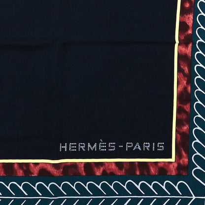 Hermes Cashmere Silk Selle d'Officier En Grande Tenue Shawl 140 Marine Petrole Ciel 2 of 3