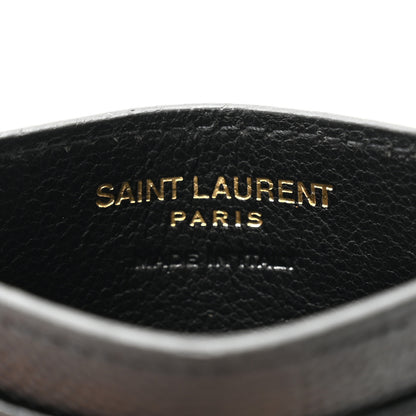 Saint Laurent Grain De Poudre Matelasse Chevron Monogram Credit Card Case Black 6 of 9