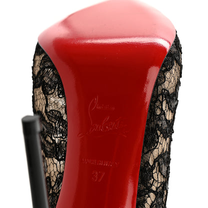 Christian Louboutin Patent Rete Lace Dentelle Psybootie 100 Ankle Boots 37 Black 5 of 6