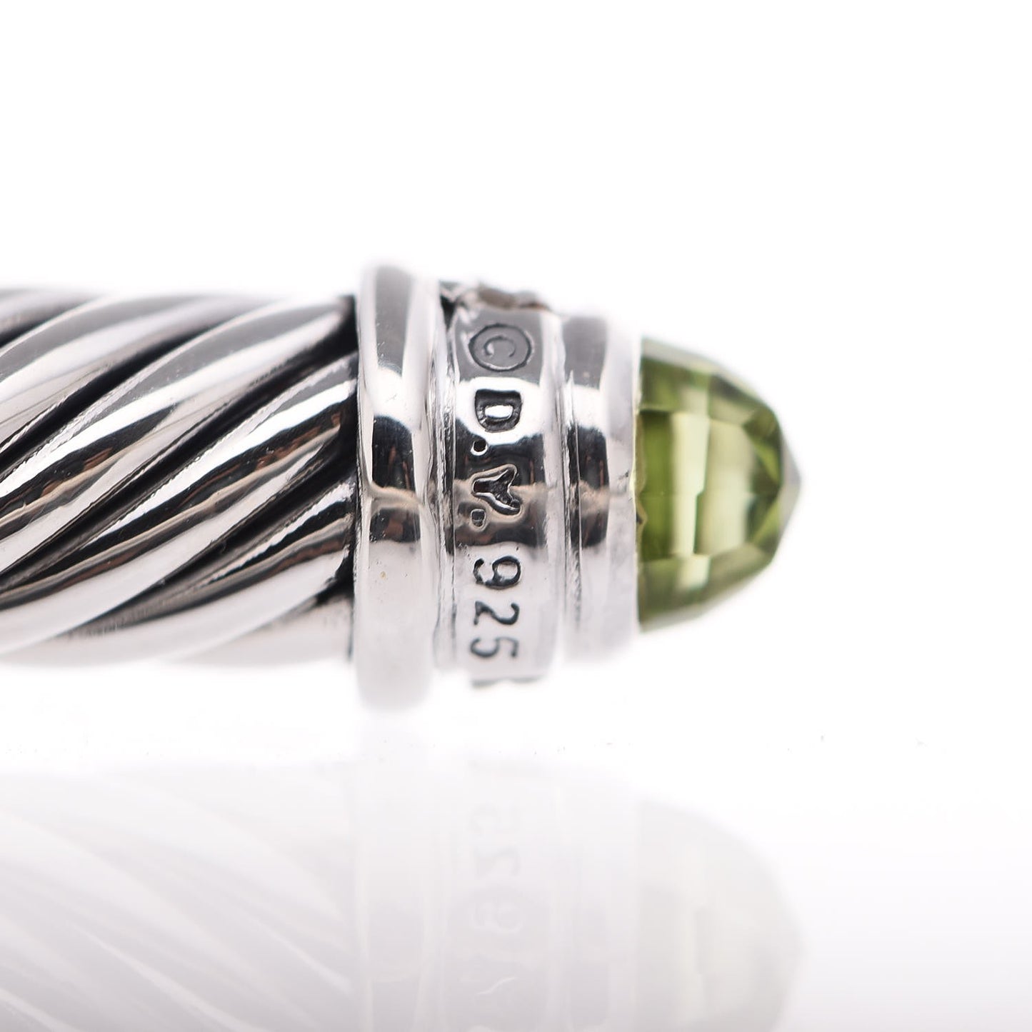 Sterling Silver Diamond Peridot 5mm Cable Classics Bracelet