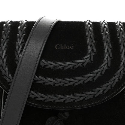 Chloe Suede Calfskin Braided Mini Hudson Shoulder Bag Black 7 of 9