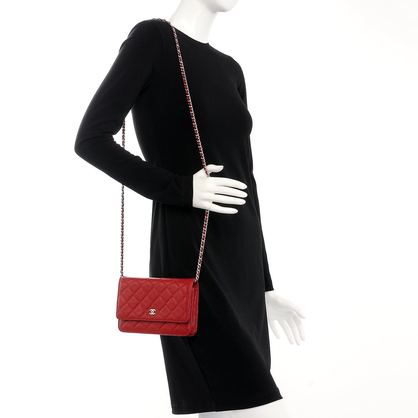 Caviar Quilted Wallet On Chain WOC Red