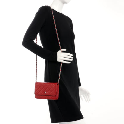 Chanel Caviar Quilted Wallet On Chain WOC Red 2 of 12
