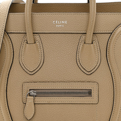 Celine Drummed Calfskin Nano Luggage Dune 8 of 10