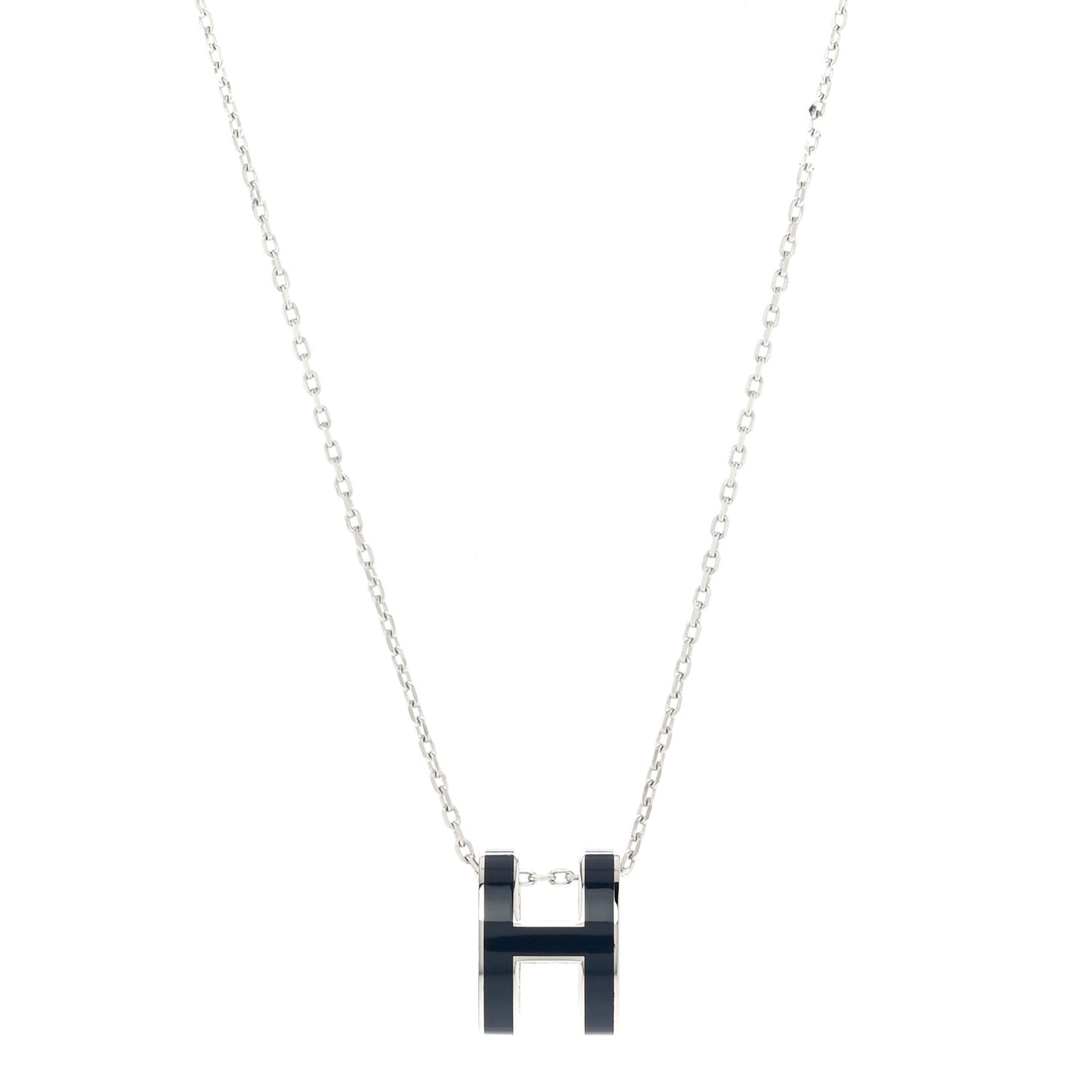 Lacquered Palladium Pop H Pendant Necklace Bleu Abysse