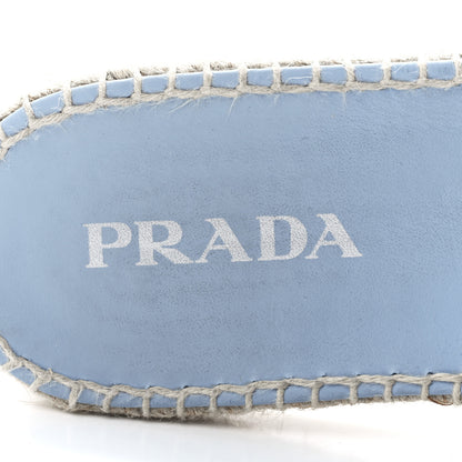 Prada Nappa Logo Quilted Espadrille 20mm Slide Sandals 40 Celeste 7 of 9