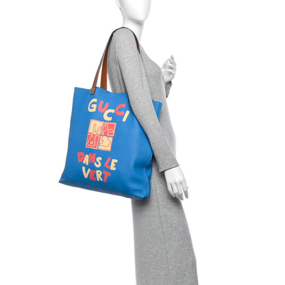 Gucci Calfskin Dans Le Vert Large Tote Blue 2 of 10