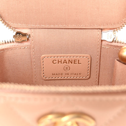 Chanel Calfskin Quilted Mini Perfect Fit Vanity Case With Chain Beige 6 of 11
