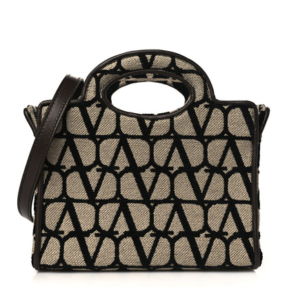 Valentino Garavani Toile Iconographe Goatskin Mini Le Troisieme Shopping Bag Naturale Black Fondant 1 of 8