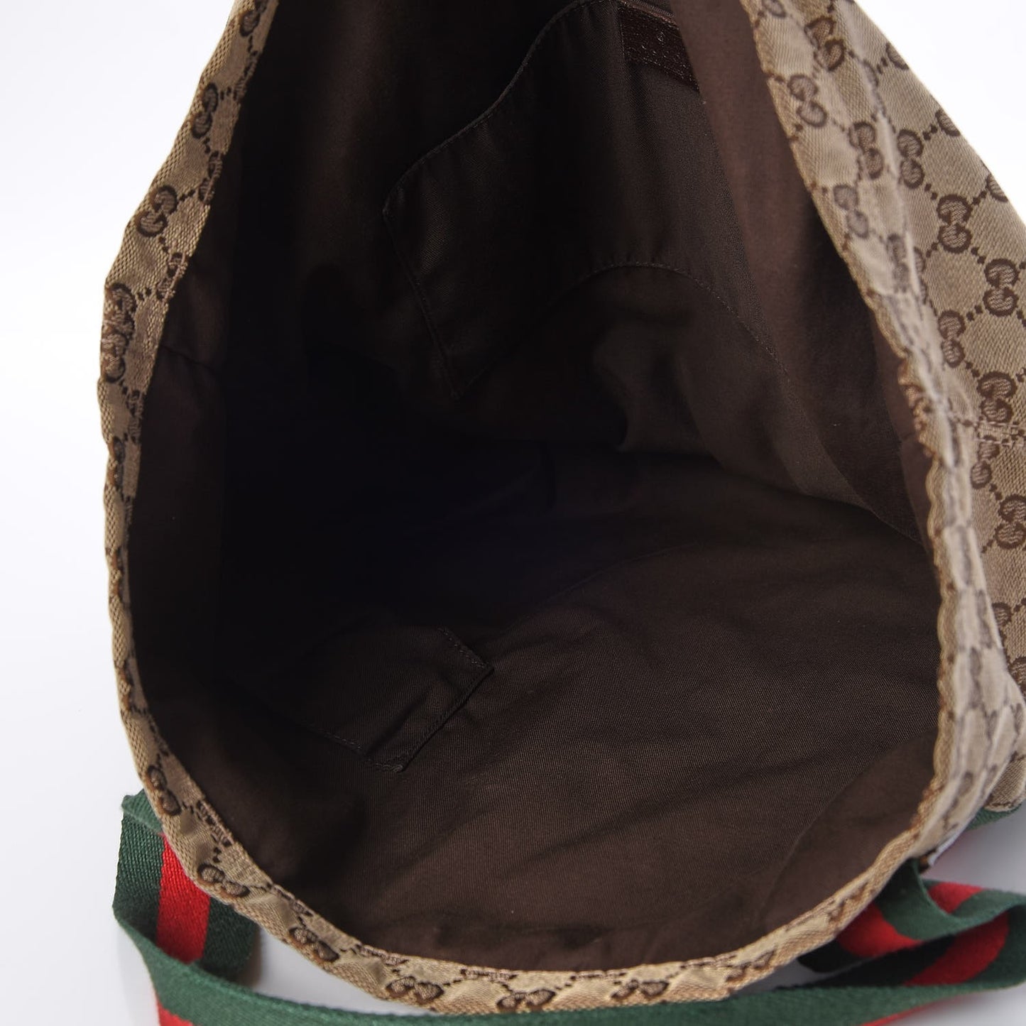 GG Monogram Medium Web Handle Vertical Tote Dark Brown