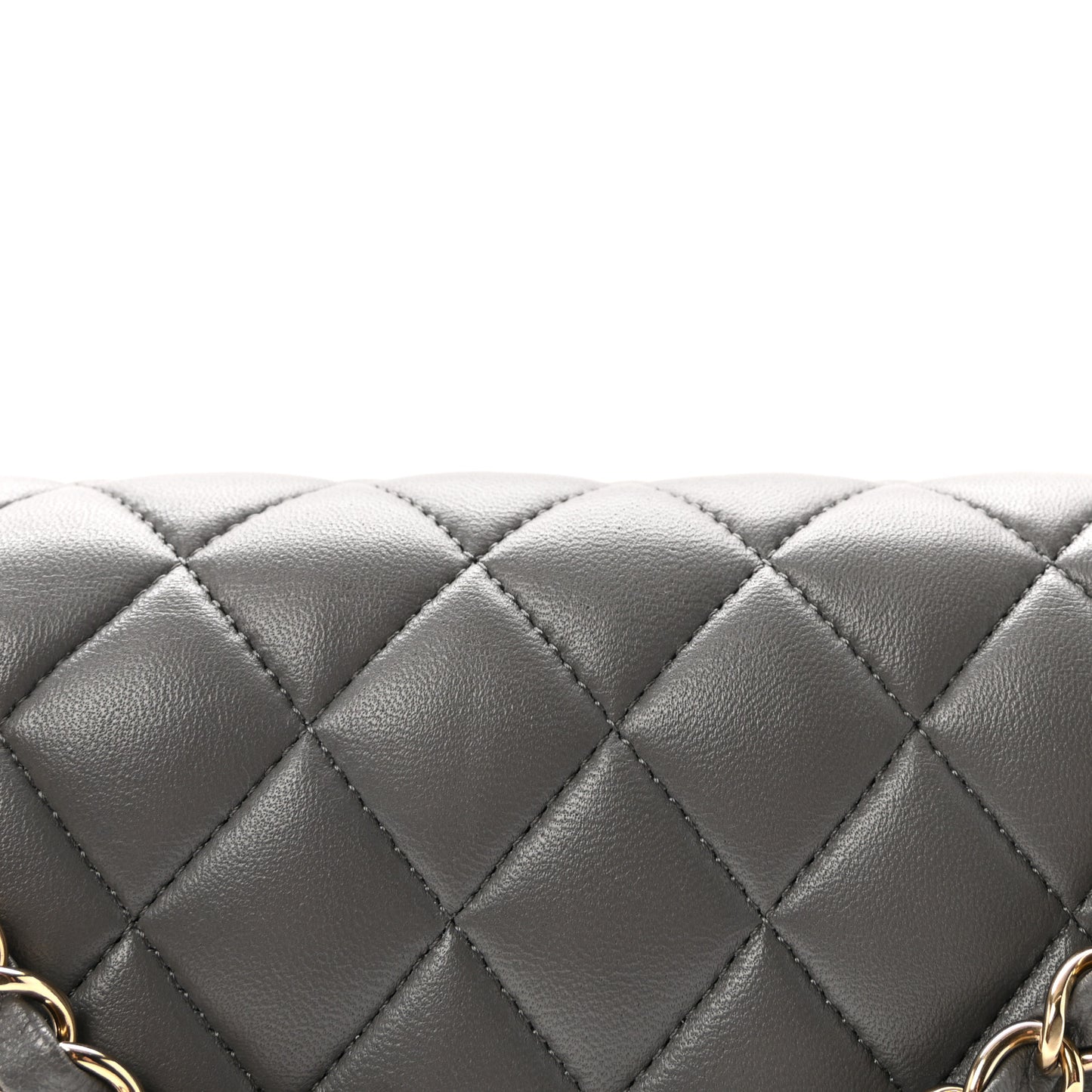Lambskin Quilted Medium Double Flap Grey