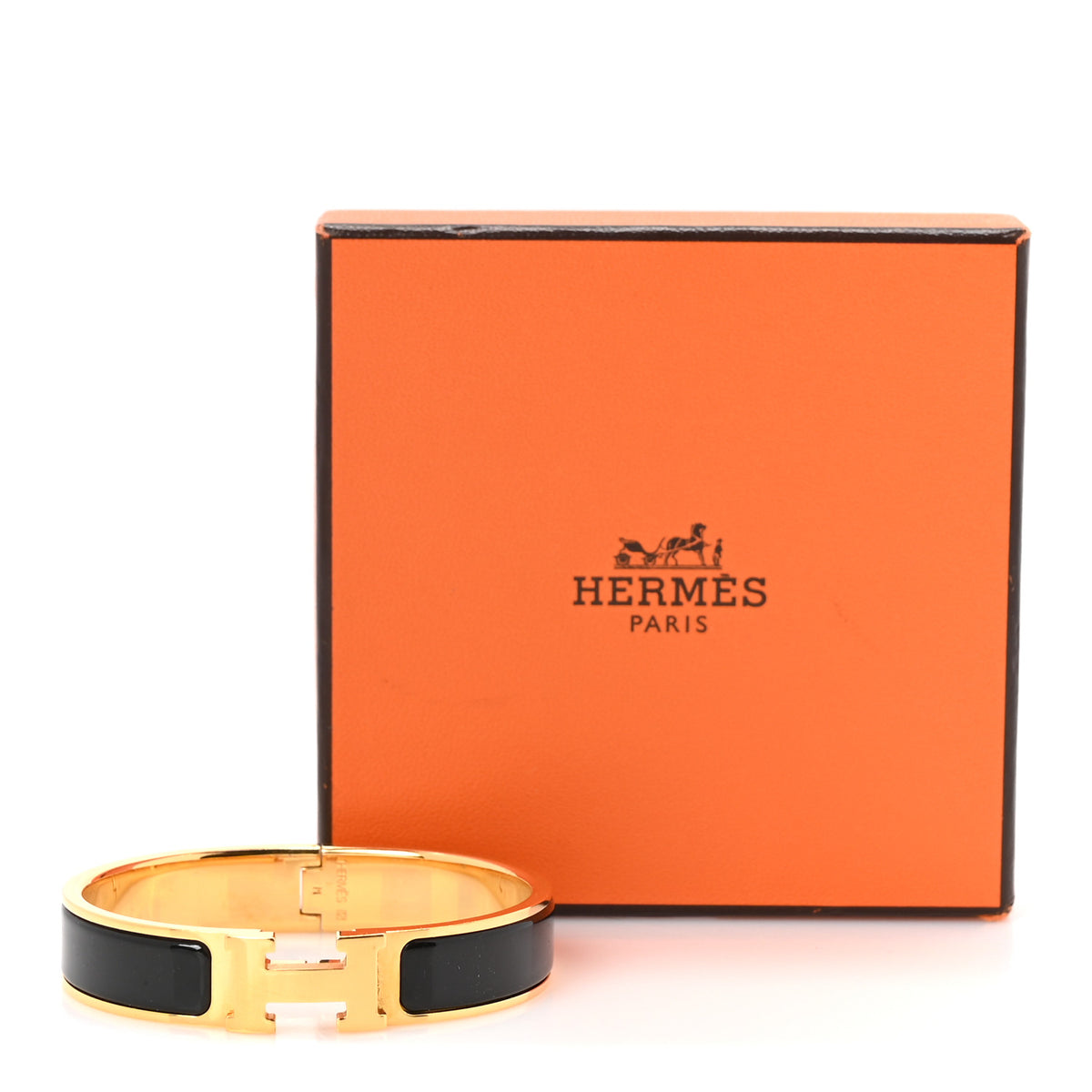 Enamel Narrow Clic Clac H Bracelet PM Black