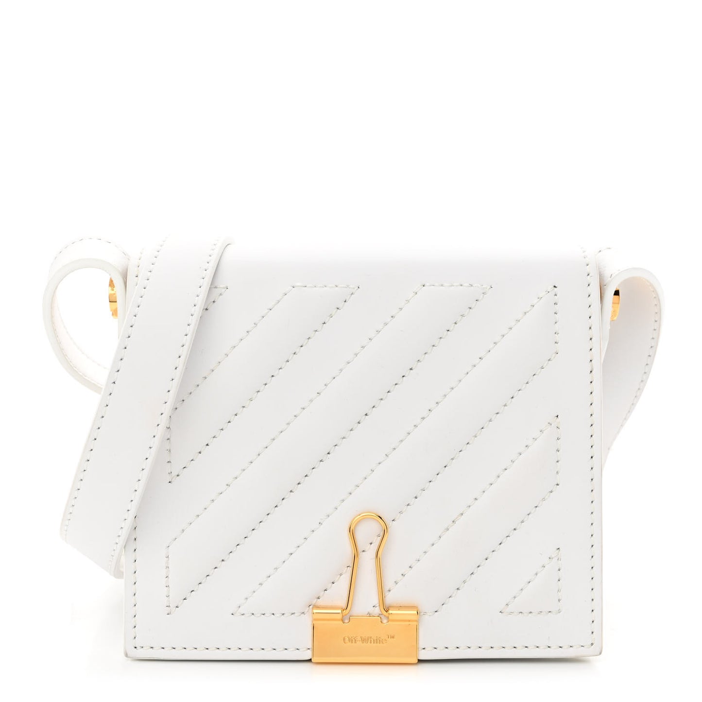 Calfskin Diag Binder Flap Bag White