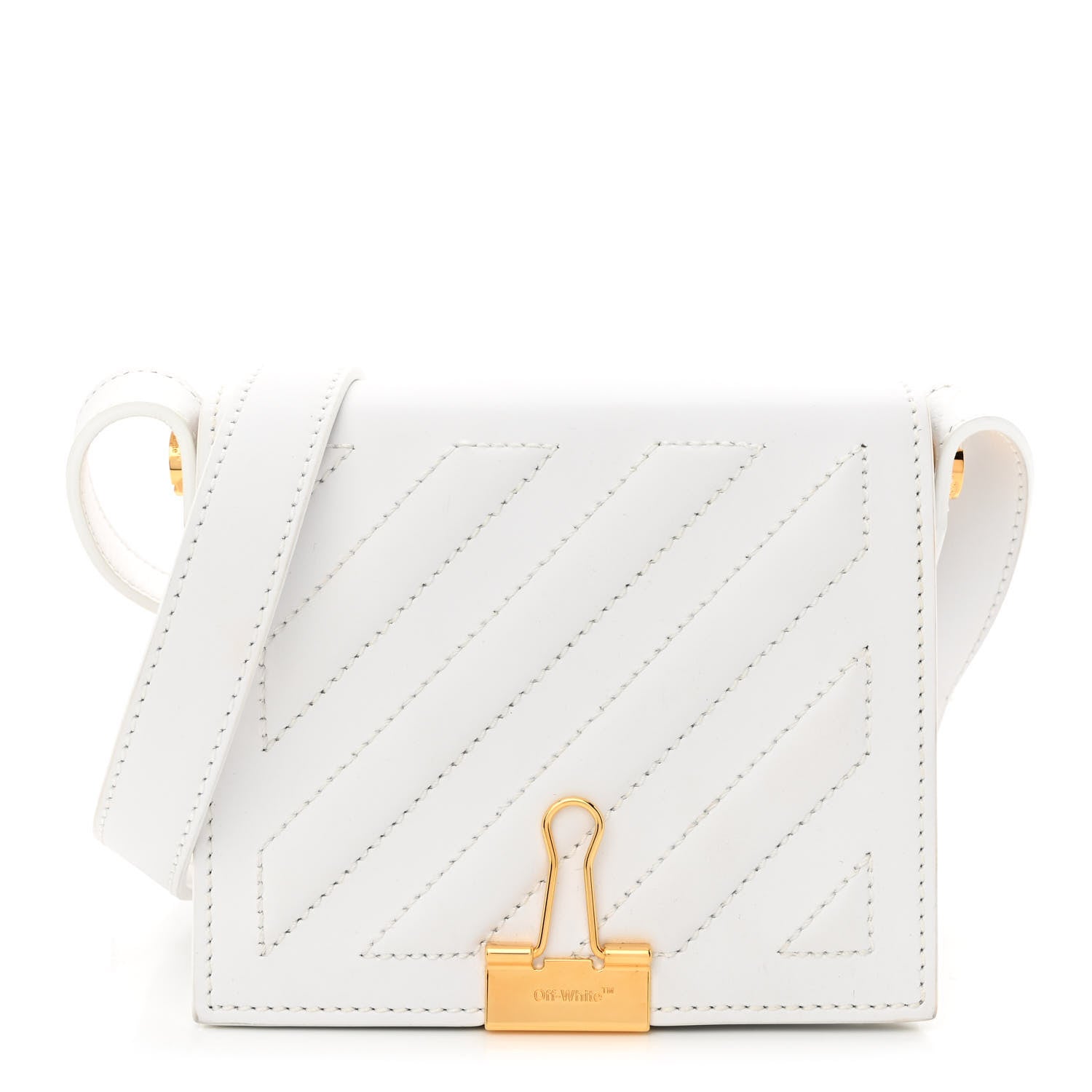 Off-White Calfskin Diag Binder Flap Bag White 1 of 9