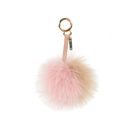 Fendi Fox Fur Vitello Elite Bi-Color Pom Pom Bag Charm Rosa Cammello Cipria 1 of 7