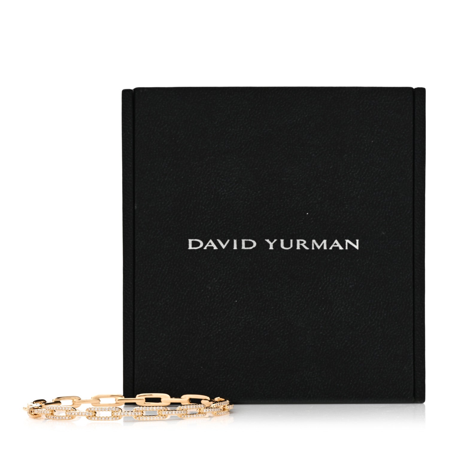 David Yurman 18K Yellow Gold Diamond 4mm Stax Chain Link Bracelet 4 of 4