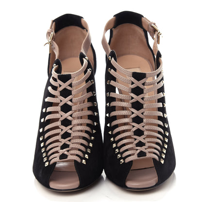 Valentino Garavani Suede Rockstud Caged Sandals 37 Black 5 of 10