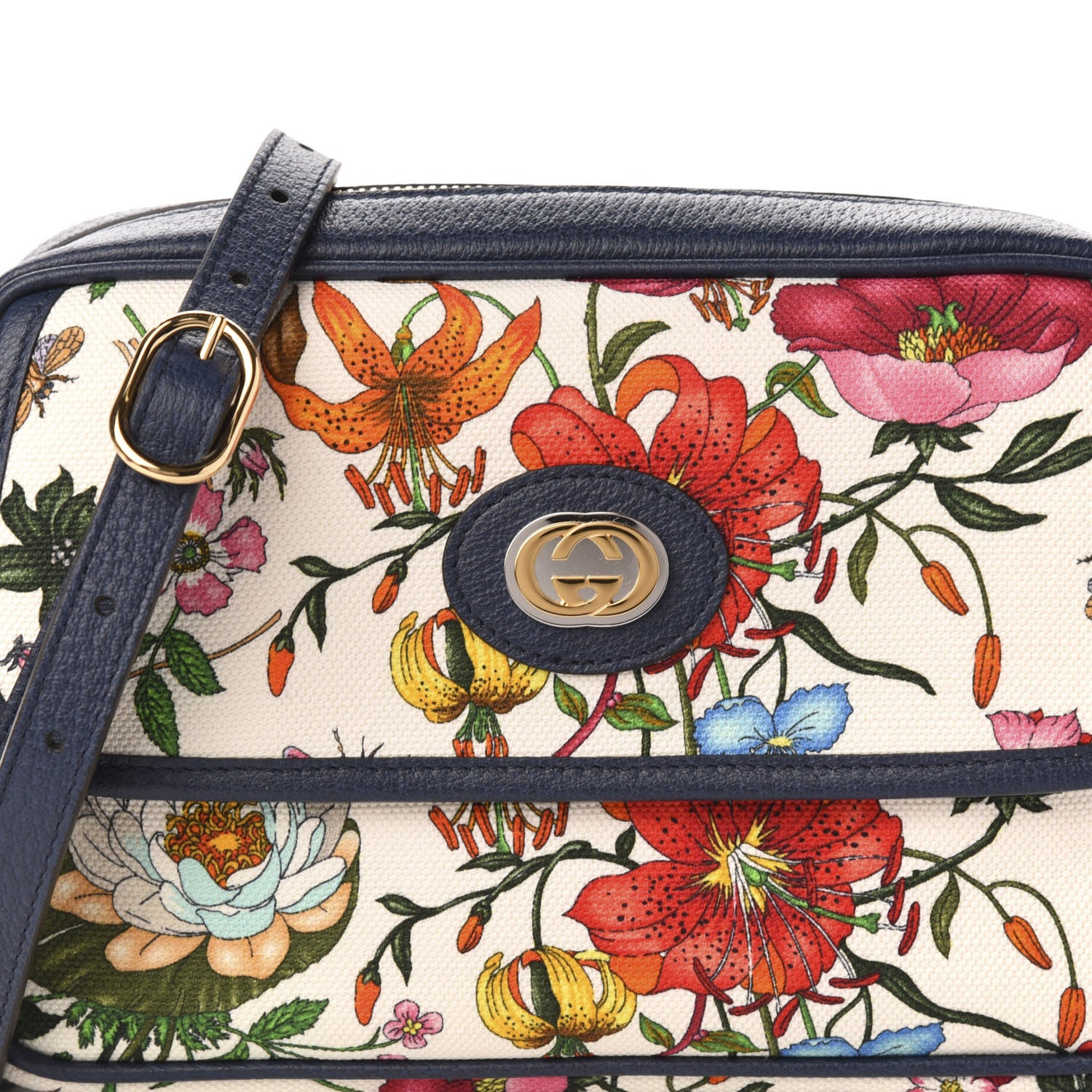 Gucci Canvas Flora Floral Shoulder Bag White Blue Agata Mulitcolor 11 of 11