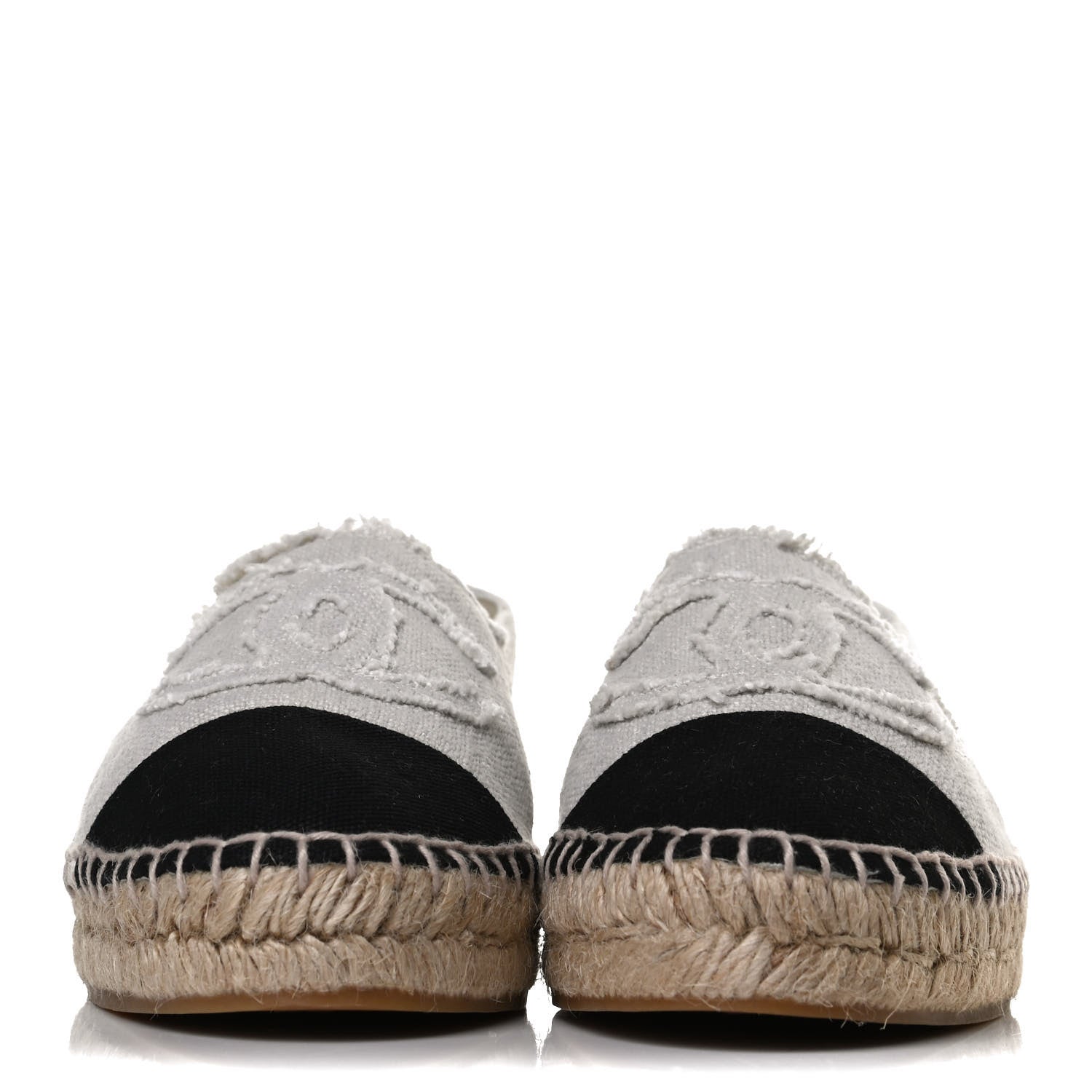Chanel Linen CC Espadrilles 38 Beige Black 2 of 12