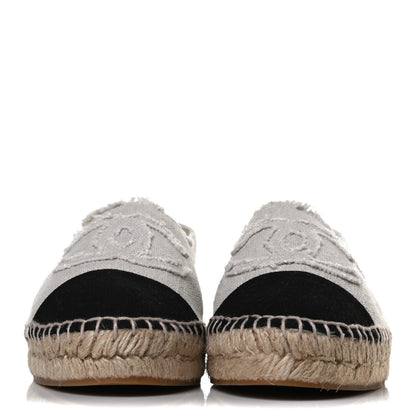 Chanel Linen CC Espadrilles 38 Beige Black 2 of 12