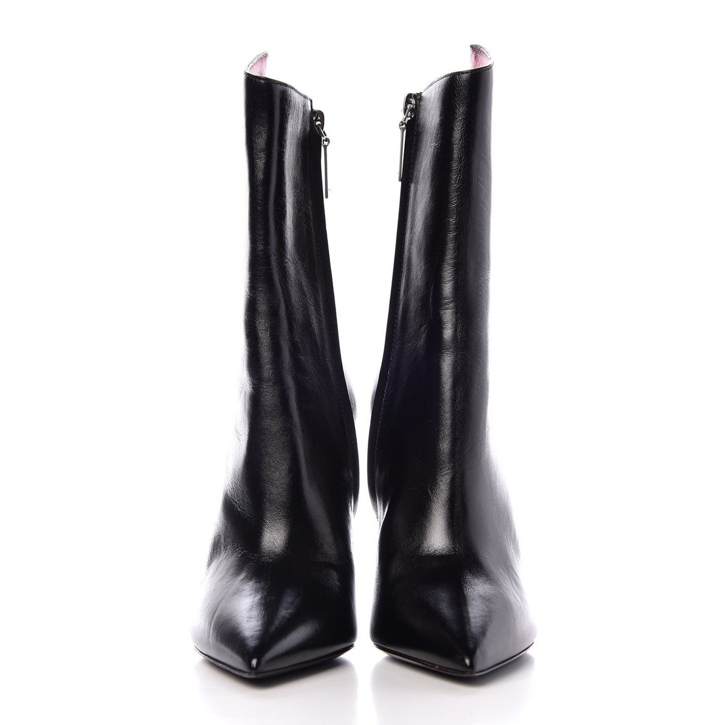 Nappa Silk Freja 105 Zip Booties 35.5 Black Metal Cherry