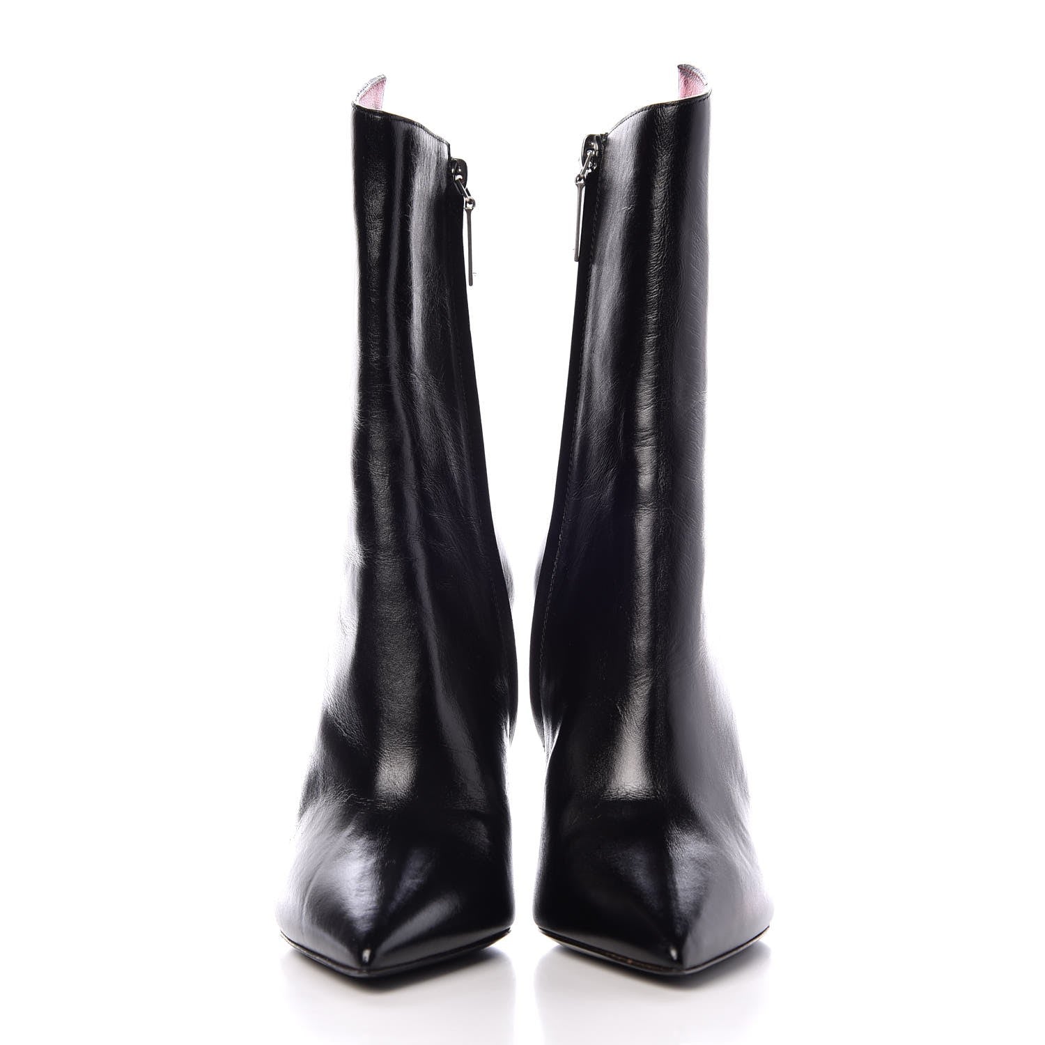 Saint Laurent Nappa Silk Freja 105 Zip Booties 35.5 Black Metal Cherry 2 of 10
