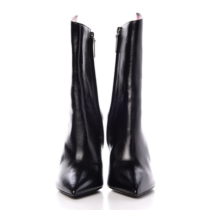 Saint Laurent Nappa Silk Freja 105 Zip Booties 35.5 Black Metal Cherry 2 of 10