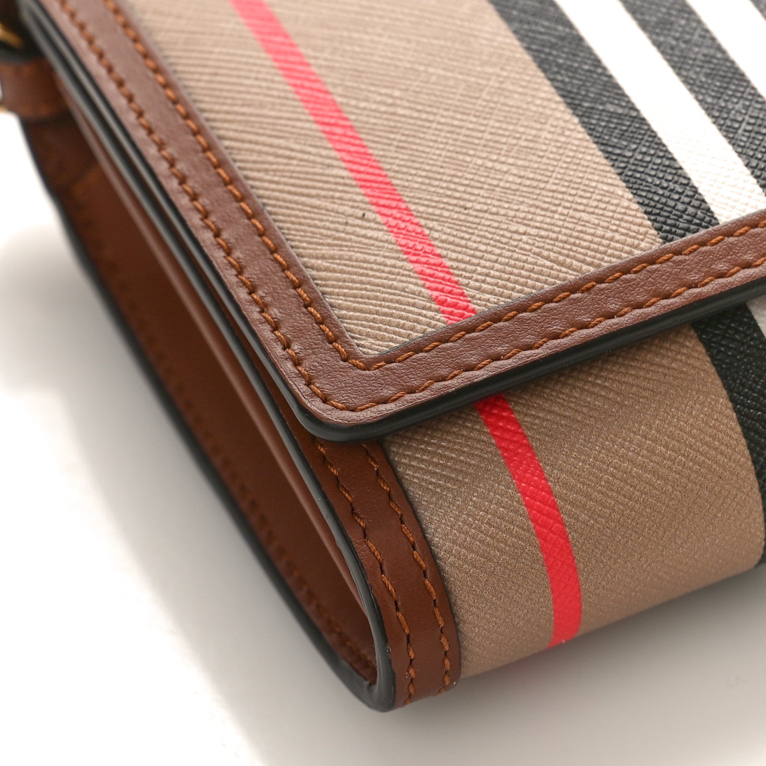 Burberry E-Canvas Icon Stripe Hannah Wallet With Detachable Strap Archive Beige Tan 7 of 8
