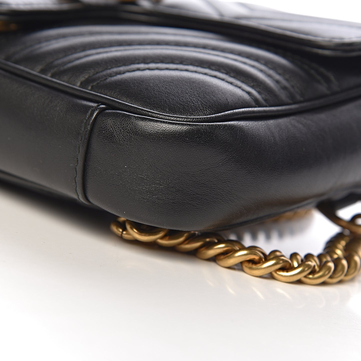 Calfskin Matelasse Pearly GG Marmont Chain Belt Bag Black