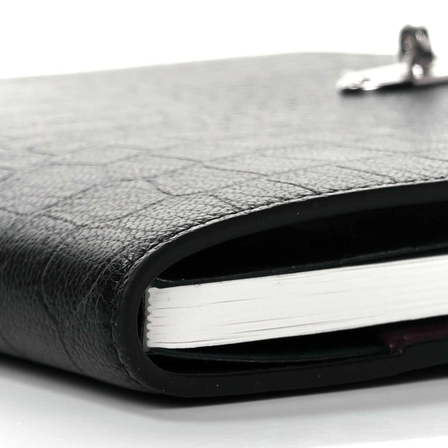 Calfskin Crocodile Embossed Postman's Lock Agenda Black