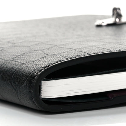 Mulberry Calfskin Crocodile Embossed Postman's Lock Agenda Black 7 of 9