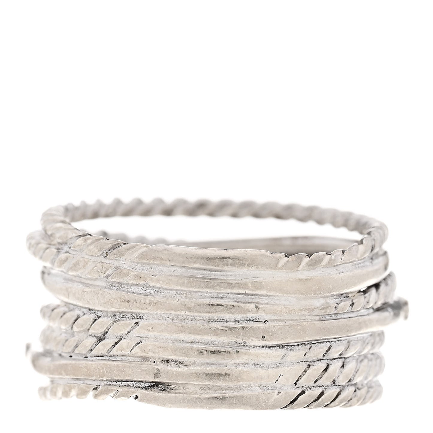 Sterling Silver Diamond 12mm Wide Crossover Cable Ring 54 7