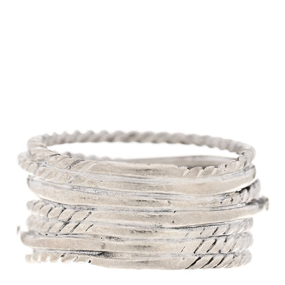 David Yurman Sterling Silver Diamond 12mm Wide Crossover Cable Ring 54 7 3 of 5