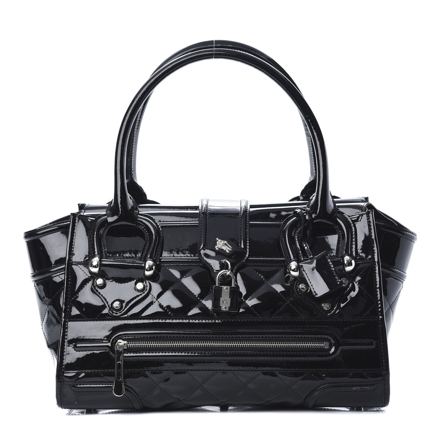 Patent Quilted Large Manor Tote Black