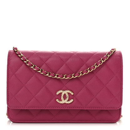 Chanel Caviar Quilted Chain CC Quilted Wallet On Chain WOC Fuchsia 1 of 11