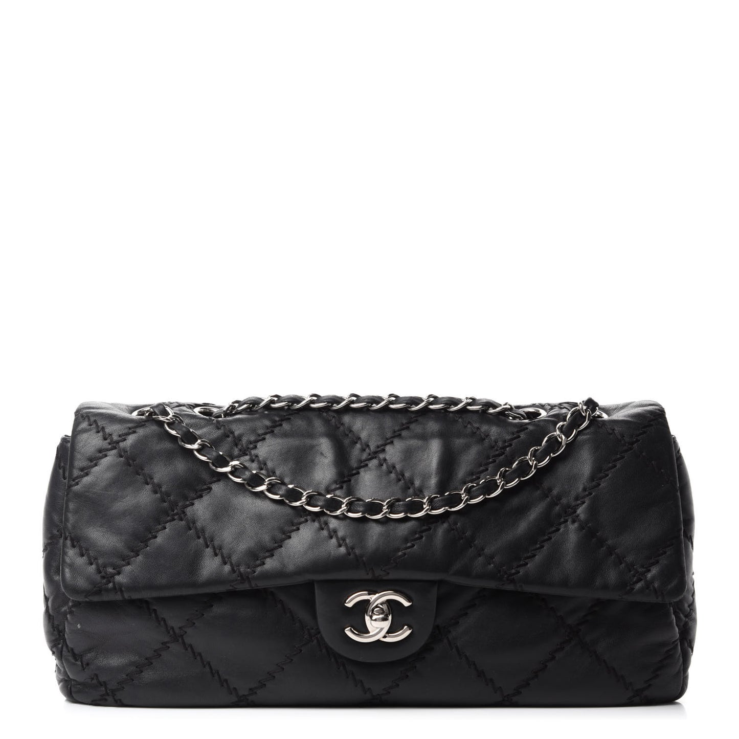 Lambskin Ultimate Stitch Maxi Flap Black
