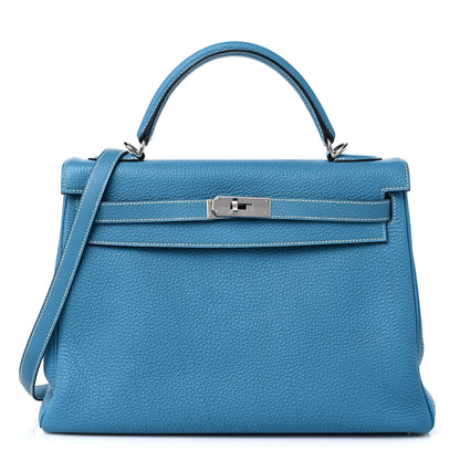 Hermes Togo Kelly Retourne 32 Blue Jean 1 of 16