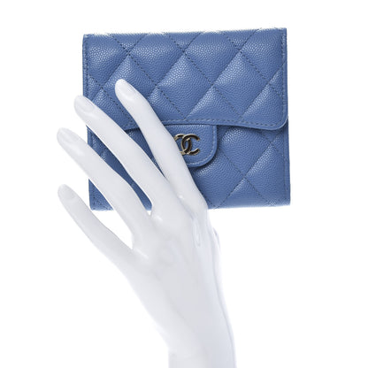 Chanel Caviar Quilted Compact Flap Wallet Blue 2 of 8