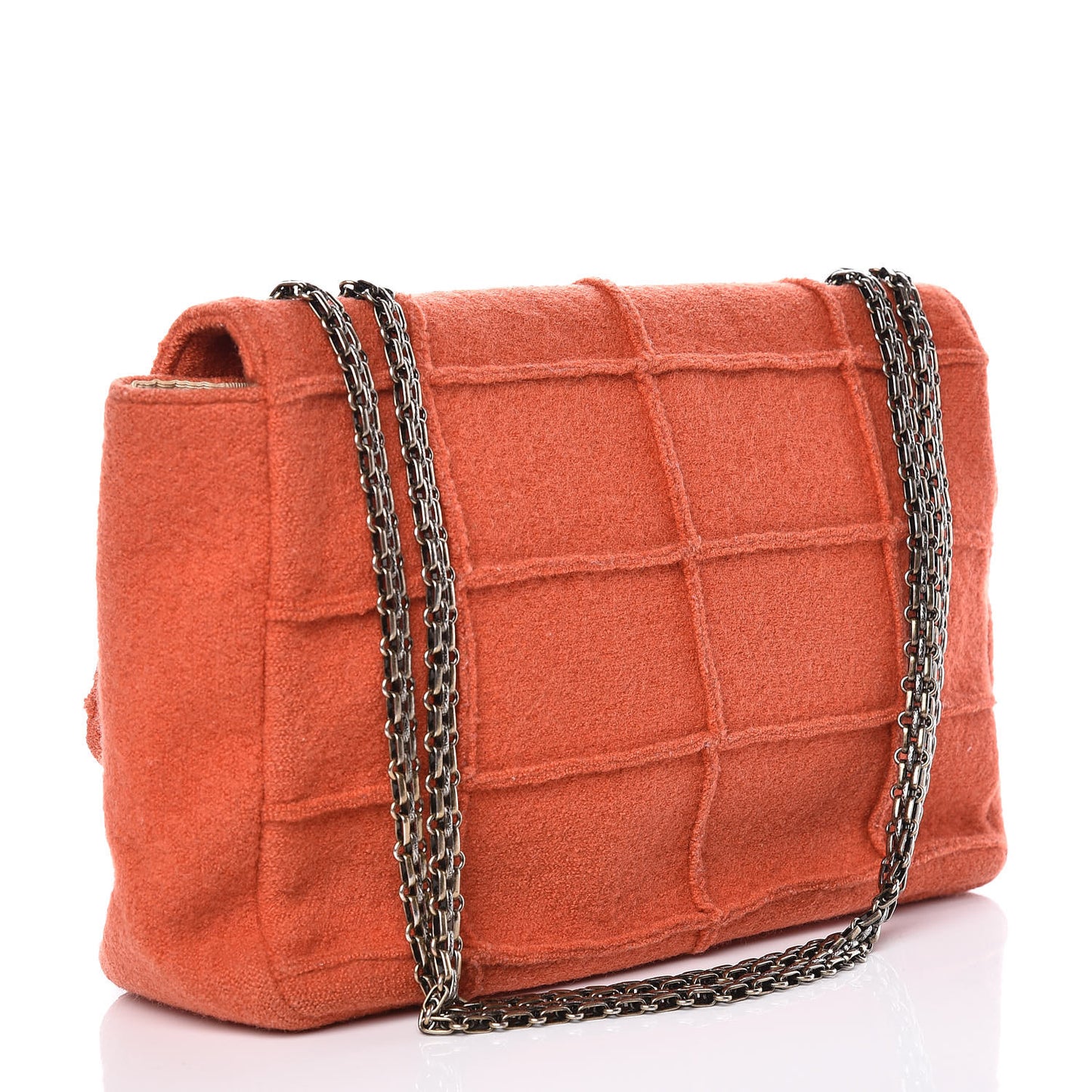 Wool Patchwork Mademoiselle Jumbo Flap Orange