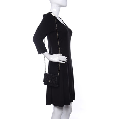 Chanel Lambskin Quilted Mini Camellia Bow Wallet On Chain WOC Black 2 of 10