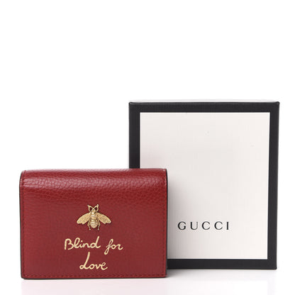 Gucci Pebbled Calfskin Animalier Card Case Red 9 of 9