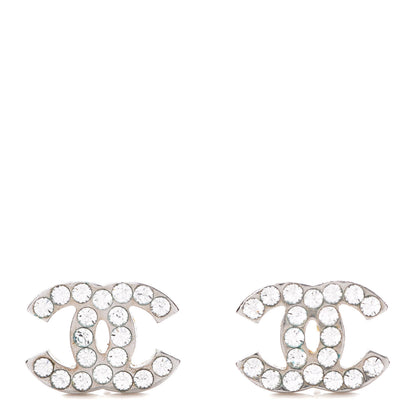 Chanel Crystal Timeless CC Earrings Silver 1 of 6