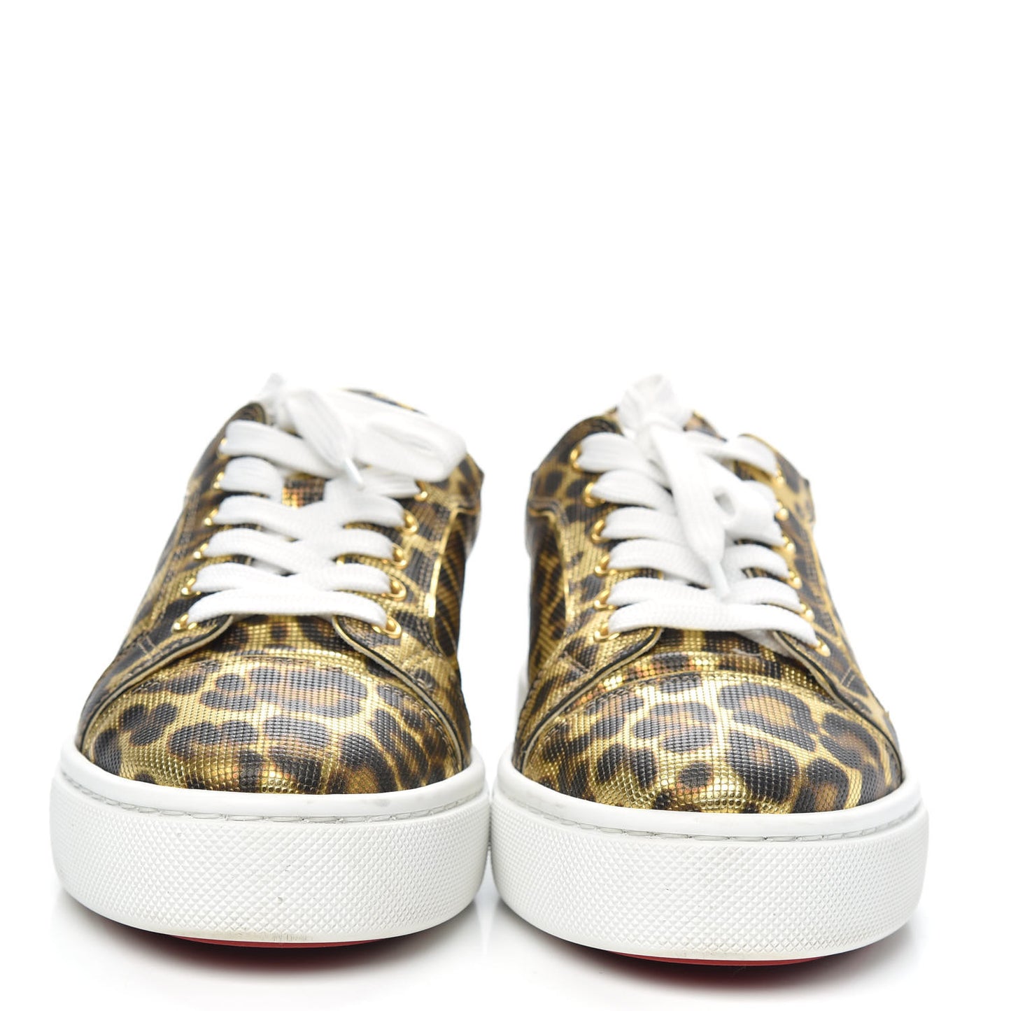 Calfskin Coins Leopard Womens Vieirissima Flat Sneakers 38.5 Gold