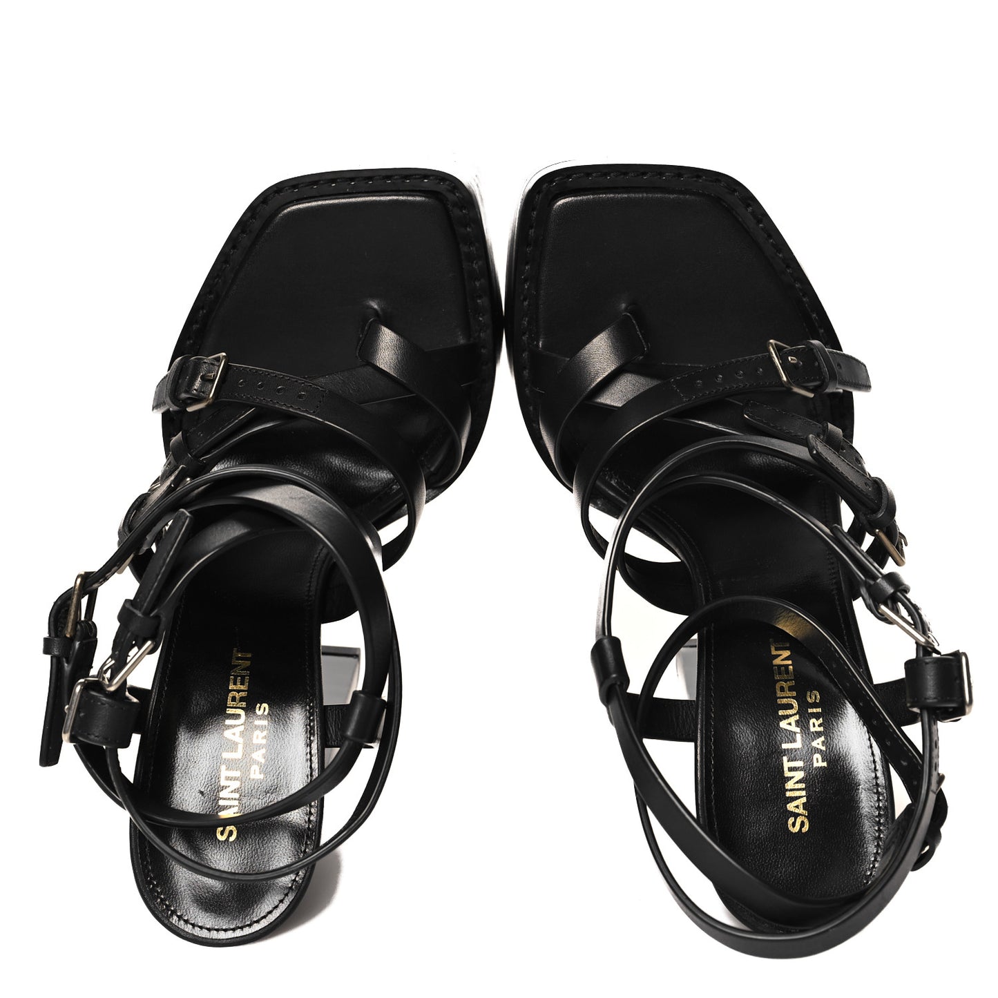 Calfskin Platz Platform Sandals 38 Black