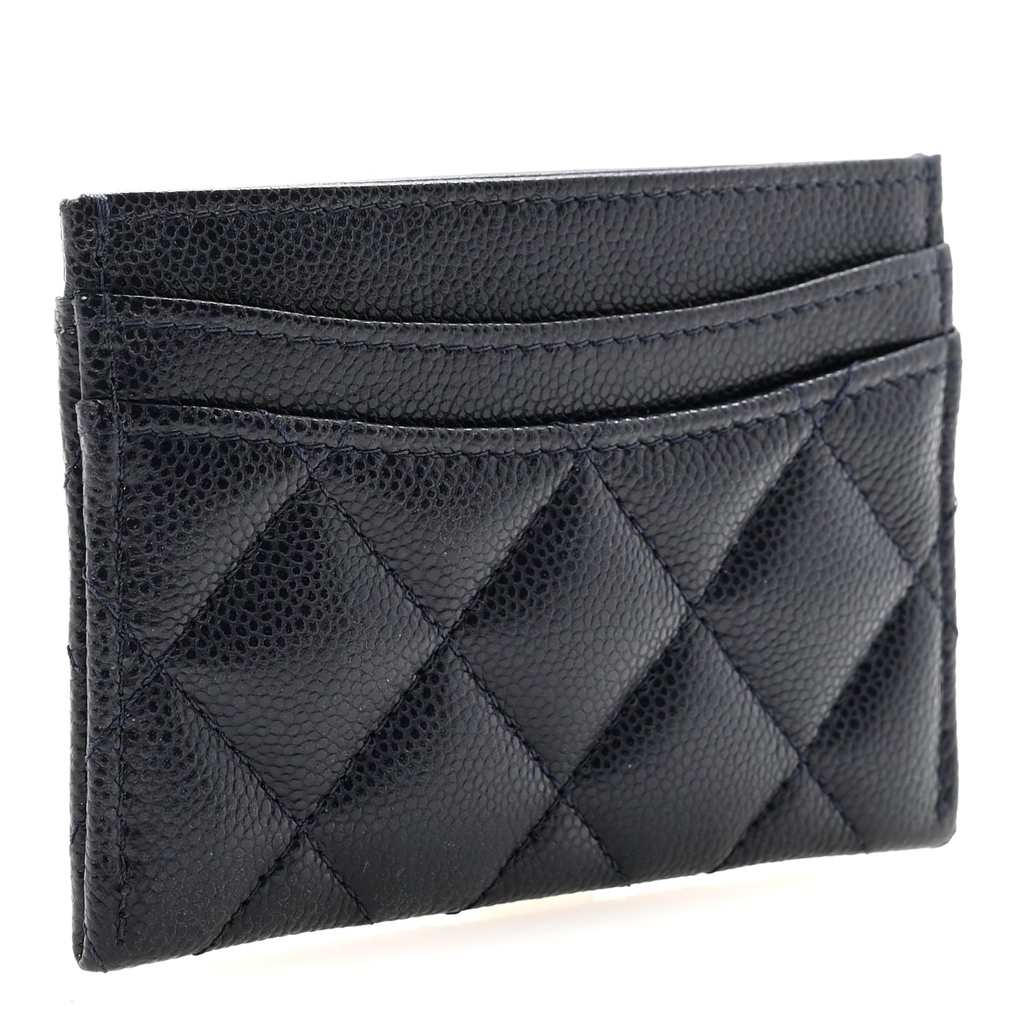 Caviar Quilted Card Holder Navy