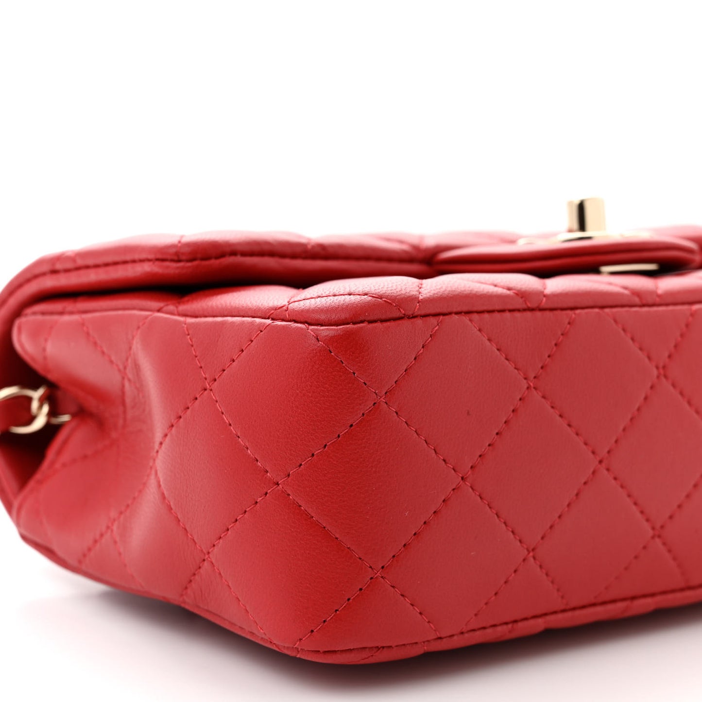 Lambskin Quilted Mini Rectangular Flap Red